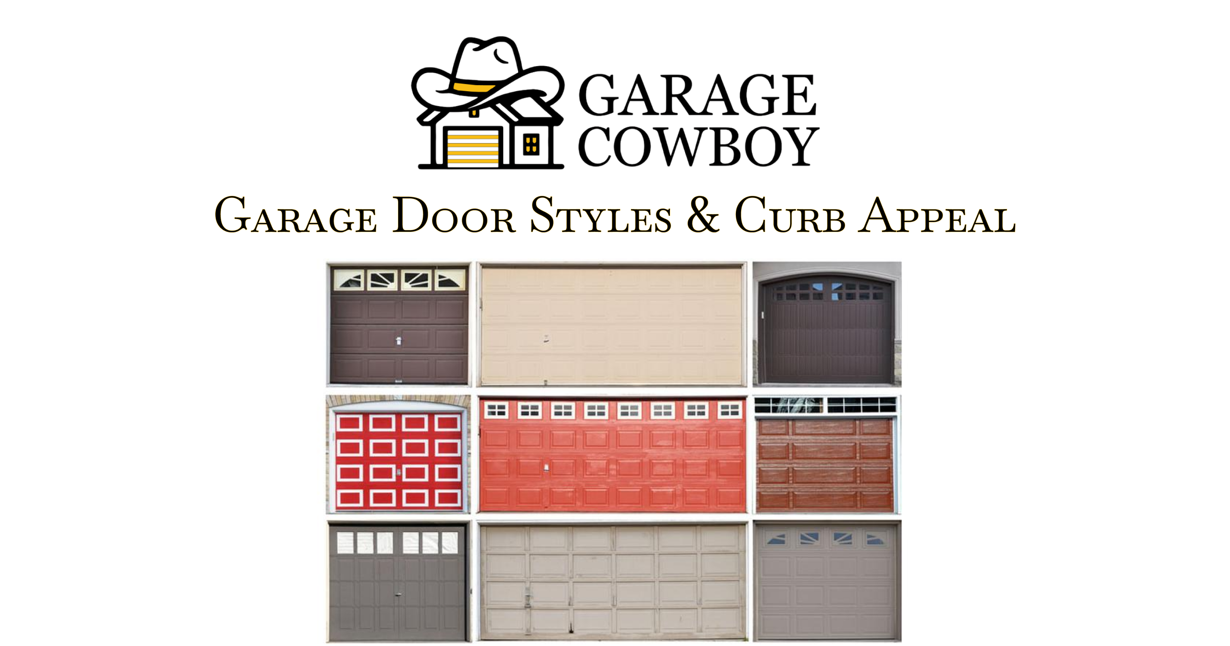 Comparison of garage door styles including raised panel, carriage house, and contemporary designs for Texas homes